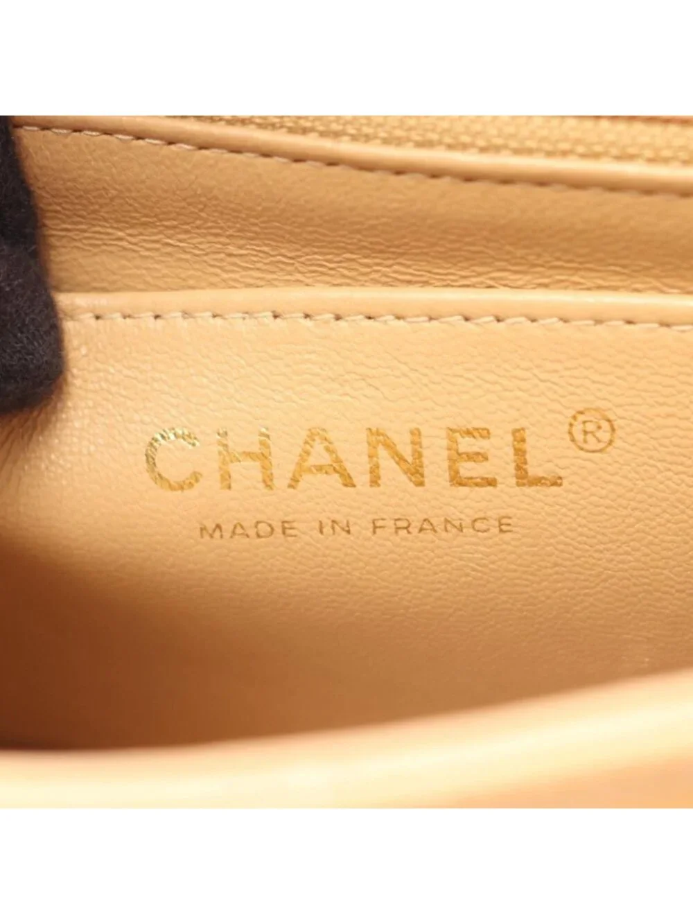 Chanel Shoulder Bag Mini Quilted Beige Calfskin Chain